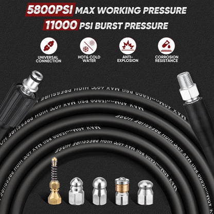 Ampvolts Rohrreinigungsschlauch Set 30m – Karcher kompatibel