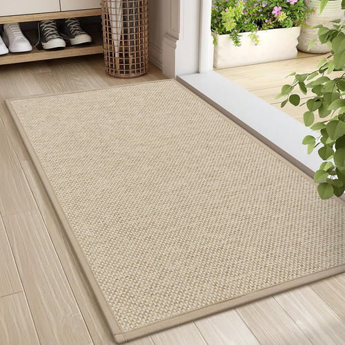 LEKEEPGO Fussmatte 60 x 90 cm, rutschfeste Schmutzfangmatte, Khaki, rechteckig