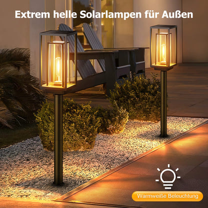 PUAIDA Solarlampen für Aussen Garten, 4er-Set Solarleuchten IP65