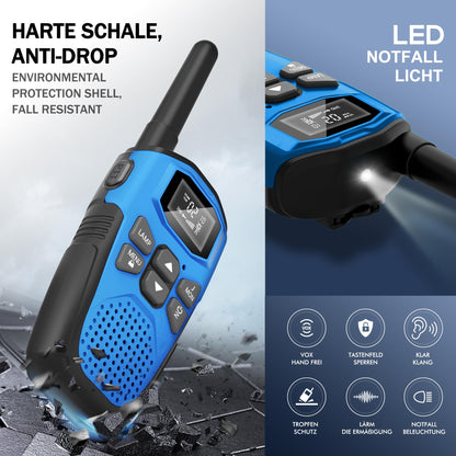 NXGKET Walkie Talkie 3er Set, aufladbar, bis 5 km Reichweite