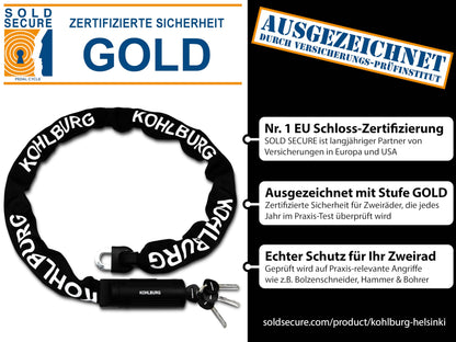 KOHLBURG Sicherheits-Kettenschloss 125cm 8.3mm – E-Bike Motorrad