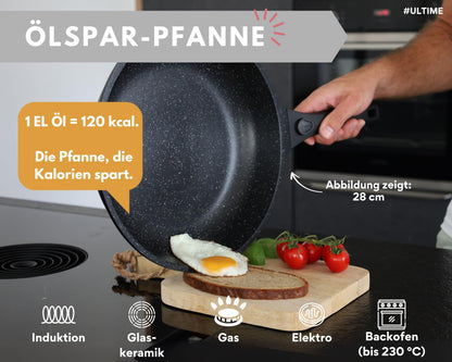 DIVORY Bratpfanne 28 cm, antihaftbeschichtet, abnehmbarer Griff