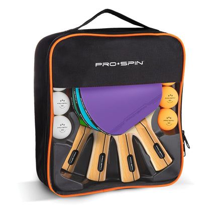 PRO-SPIN Tischtennisschläger-Set mit 3-Sterne-Bällen und Tasche