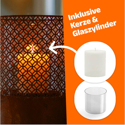 BENTSON Windlichtsäule Rost Industrial Design 2er Set 95/75cm