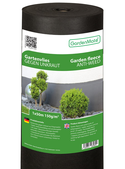 GardenMate Unkrautvlies Gartenvlies 50 m², 150 g/m², wasserdurchlässig, als Rolle 1 x 50 m