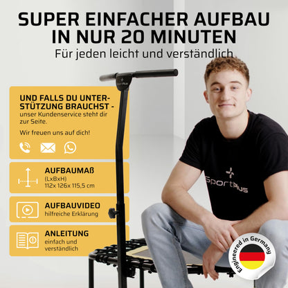 SportPlus Fitness Trampolin Indoor Haltestange Gummiseil 130kg
