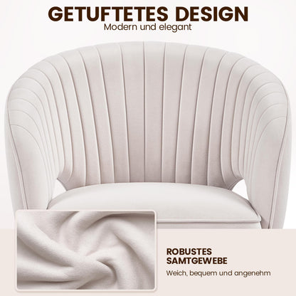 Yaheetech Schreibtischstuhl Drehstuhl Samt - Cremeweiss