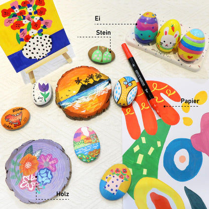 Pamaker Acrylstifte Set 120 Farben, Doppelspitze, für Steine & Holz