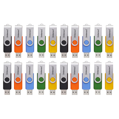 Intenso Basic Line USB-Stick 20er-Set, 4 GB, USB 2.0, mehrfarbig, Kunststoffgehäuse mit silbernem Metallbügel