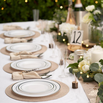 MATANA Plastikteller 120 Stk. – Weiss Silberrand, 2 Grössen