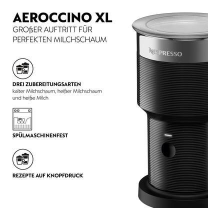 NESPRESSO Aeroccino XL Milchaufschäumer für heissen & kalten Schaum