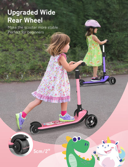 besrey Kinder Roller höhenverstellbar faltbar LED-Räder - Einhorn Rosa