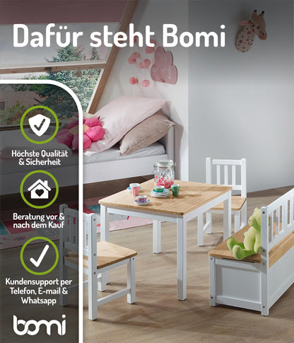 Bomi Kindersitzgruppe Anna mit Spielzeugkiste – Weiss Natur