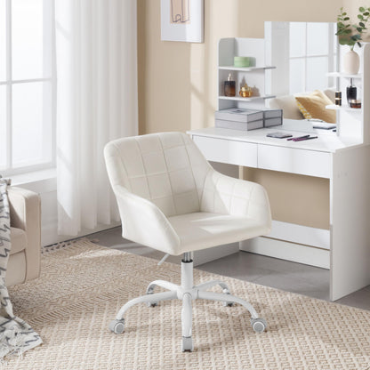WOLTU Bürostuhl Drehstuhl ergonomisch - Samt Cremeweiss