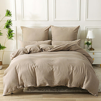 SOULFUL Doppelte Muslin Baumwolle Bettwäsche-Set 220x240 Kaffeebraun, kaffeebraun, aus doppeltem Musselin, für Doppelbetten.