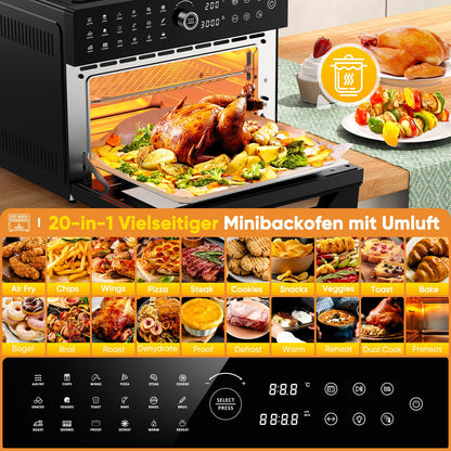 cookwise Heissluftfritteuse XXL 30L Minibackofen mit Umluft, 1800 W