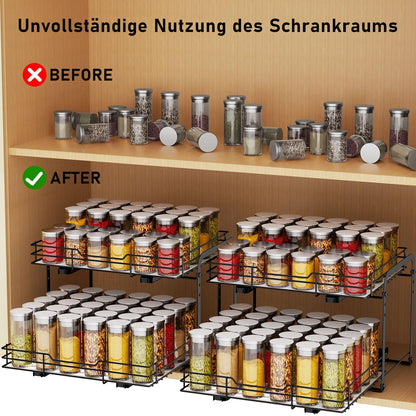 MAYZOLOP Gewürzregal Ausziehbar 2 Etagen Höhenverstellbar