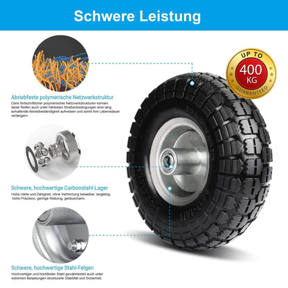 SAICOOS Ersatzräder für Sackkarre Vollgummireifen 260x85 mm 2 Stück