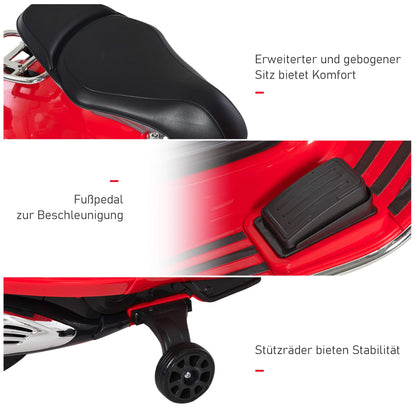 HOMCOM Kinder Elektro-Motorrad 6V mit Trainingsrädern - Rot