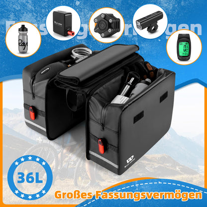 XIQI Gepäckträgertasche Doppeltasche 36L wasserdicht Grau