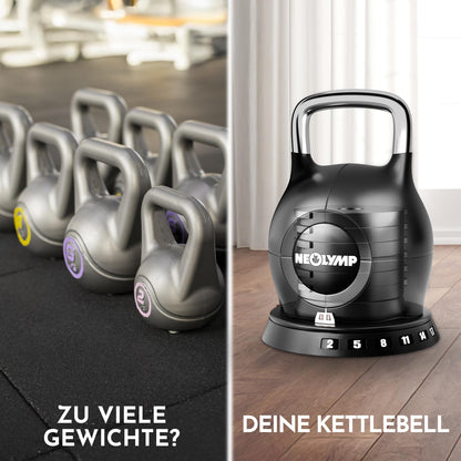 NEOLYMP Kettlebell verstellbar 2-20 kg, 7-in-1 Kugelhantel