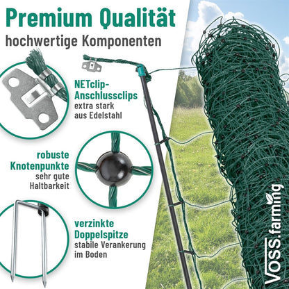 VOSS.farming farmNET+ Schafnetz 25m, 90cm, Elektrozaun-Netz grün