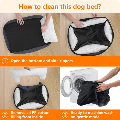 HMTOPE Hundebett & Hundesofa, waschbar, dunkelgrau 120x90cm