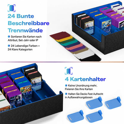 UAONO Kartenaufbewahrungsbox für 2400+ Sammelkarten, schwarz-blau