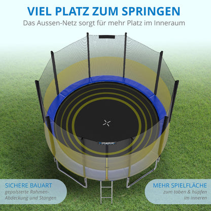 Kinetic Sports Salto Plus Trampolin Outdoor Ø 183 cm mit Netz, Blau