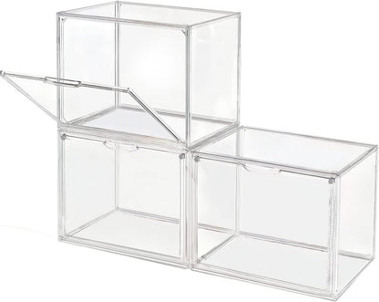 GUDEMAY Aufbewahrungsbox transparent mit Magnetverschluss, 3er Set, stapelbar