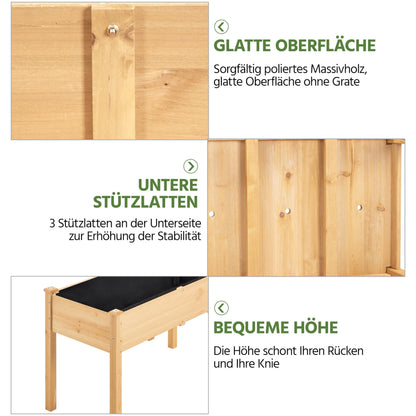 Yaheetech Hochbeet aus FSC-Tannenholz, hellbraun, 120,5 x 59 x 76 cm