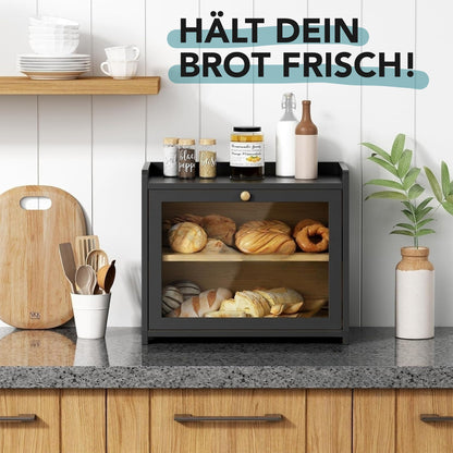 Cookery Brotkasten aus Bambus mit 2 Etagen, schwarz