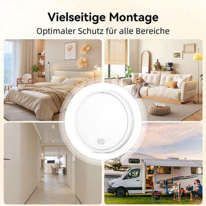 CHZHVAN Rauchmelder mit Magnethalterung, 10-Jahres-Batterie, 6er Set