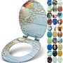 SANFINO WC-Sitz mit Absenkautomatik Caribbean Blue, Holzkern – ovale Form, blaues Motiv