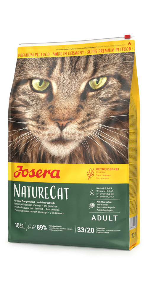 Josera NatureCat Trockenfutter Lachs & Geflügel getreidefrei 10 kg, Katzenfutter für ausgewachsene Katzen