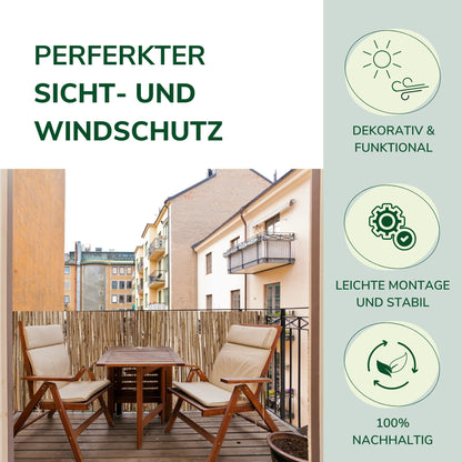 Natursache Schilfrohrmatte Sichtschutz 1 x 6 m für Balkon und Garten