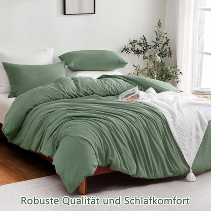 ATsense Bettwäsche Set Baumwolle 135x200 cm Grün 4-teilig