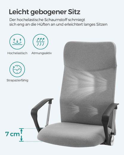 SONGMICS OBN034G01 Ergonomischer Schreibtischstuhl - Grau