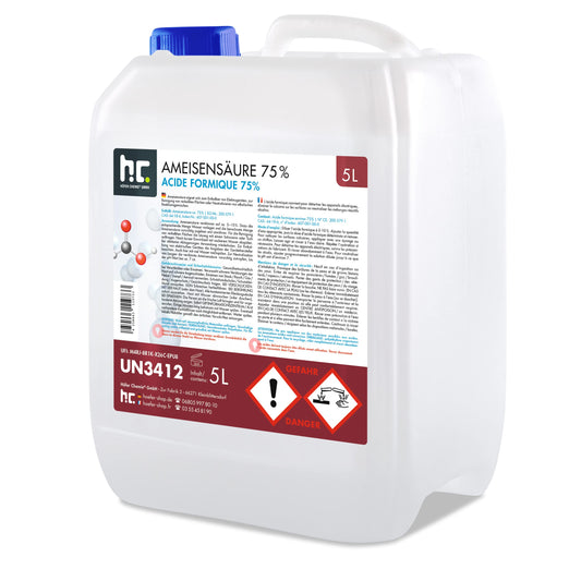 Höfer Chemie Ameisensäure 75% Entkalker - 4x 5L. Vier weiße 5L Kanister. Entfernt Kalkablagerungen in Geräten und Systemen.
