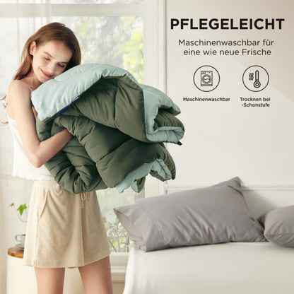 BEDSURE Bettdecke 135x200 cm Ganzjahresdecke Bronzegrün/Eisberggrün