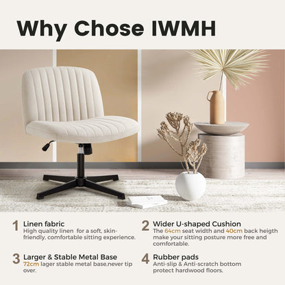 IWMH Bürostuhl ohne Rollen, ohne Armlehnen – Beige