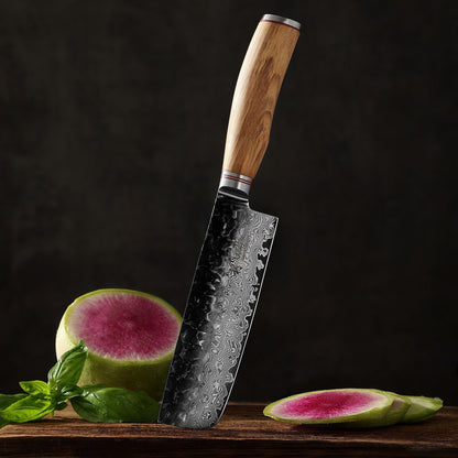 Wakoli Olive HS Damastmesser Nakiri 17cm Olivenholz