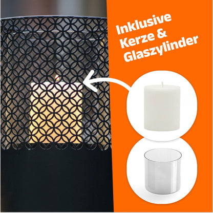 BENTSON Windlichtsäule Design I Schwarz – 2er Set 95+75cm
