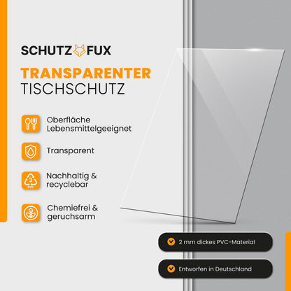SCHUTZ-FUX Tischfolie transparent 2 mm, Tischschutz 90 x 180 cm