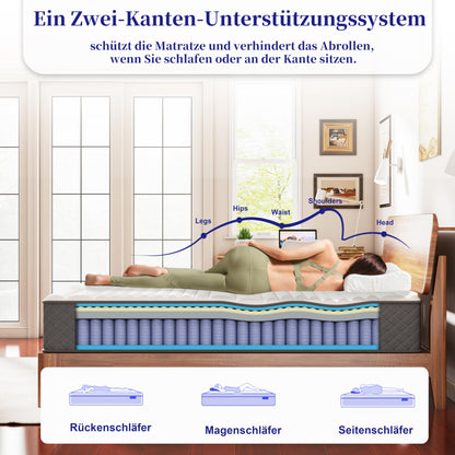 MOLPHIT 7-Zonen Taschenfederkern Matratze 140x200x25cm H3/H4