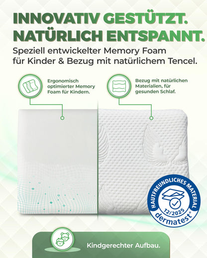 Welldora Kinderkissen Memory Foam 30x50 cm ergonomisch mitwachsend