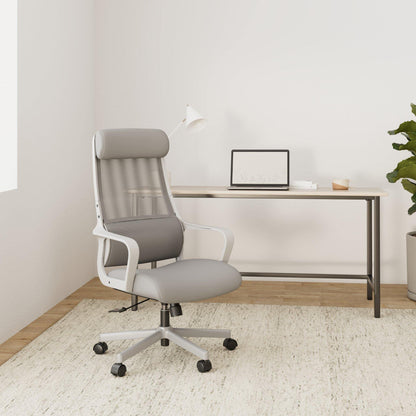 MELOKEA Ergonomischer Bürostuhl 200kg, Mesh, Kopfstütze - Grau