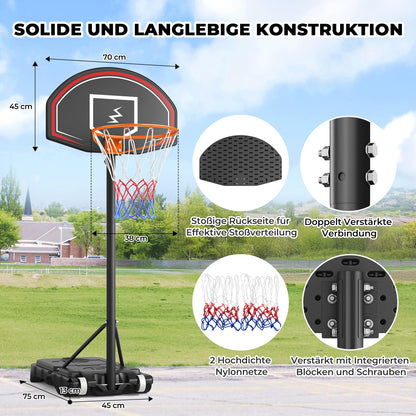 YOLEO Kinder Basketballständer Outdoor - Höhenverstellbar mit Rollen