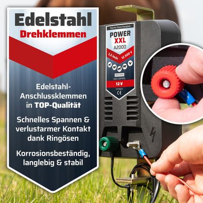 Power XXL A2000 Weidezaungerät 12V Set 12.500 Volt 2,2 Joule