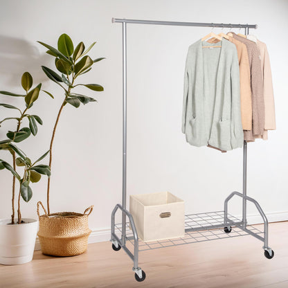 ONVAYA Schwerlast Kleiderständer mit Abdeckung - Silbergrau